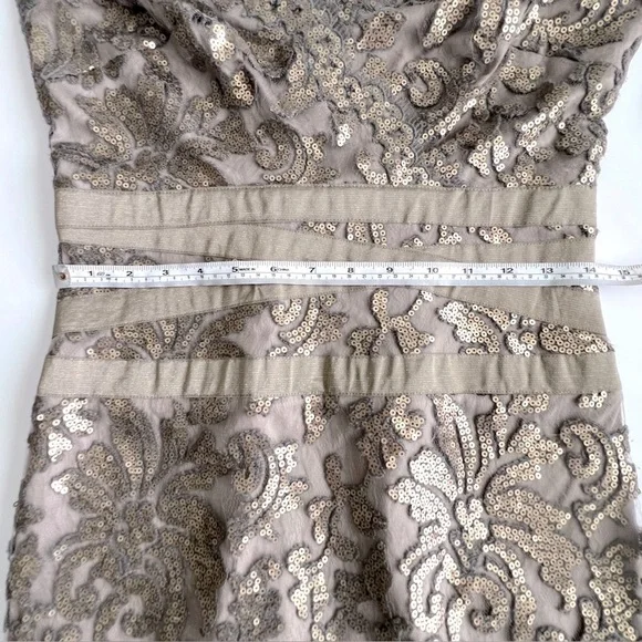 Tadashi Shoji Sequin Lace V-Neck Cocktail Dress - Picture 13 of 15